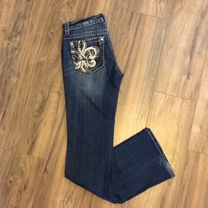 MISS ME “fleur de lis” boot cut jeans